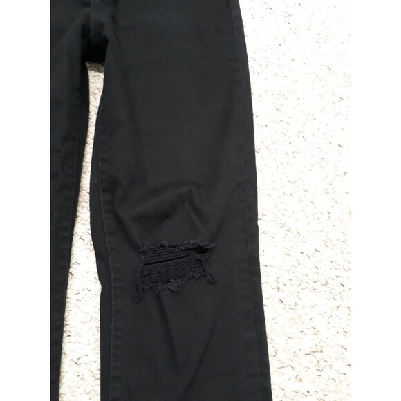 30 Levi's 724 High Rise 90s Distressed Straight Crop Raw Hem Black - Picture 7 of 11